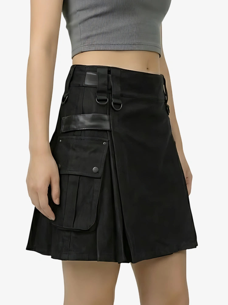 Maßgefertigter Schwarzer Damen Utility Kilt