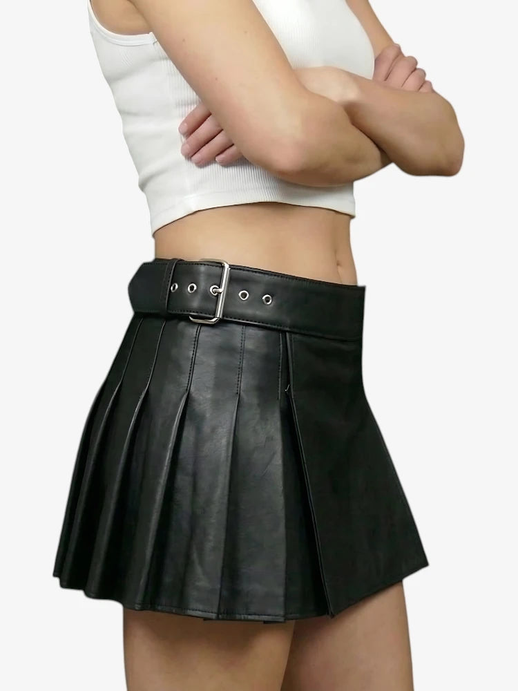 Schwarzer Damen Lederkilt