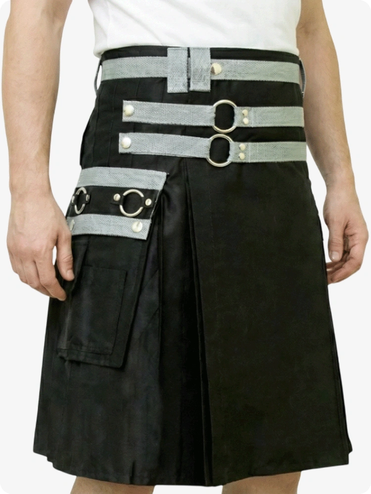 Black and Grey Utility Kilt