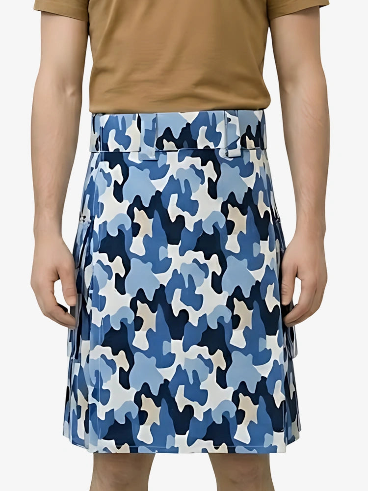 Maßgefertigter Blau Camouflage Utility Kilt