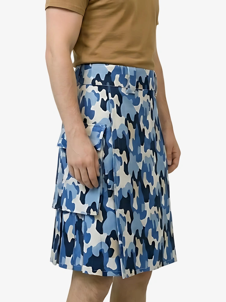 Maßgefertigter Blau Camouflage Utility Kilt