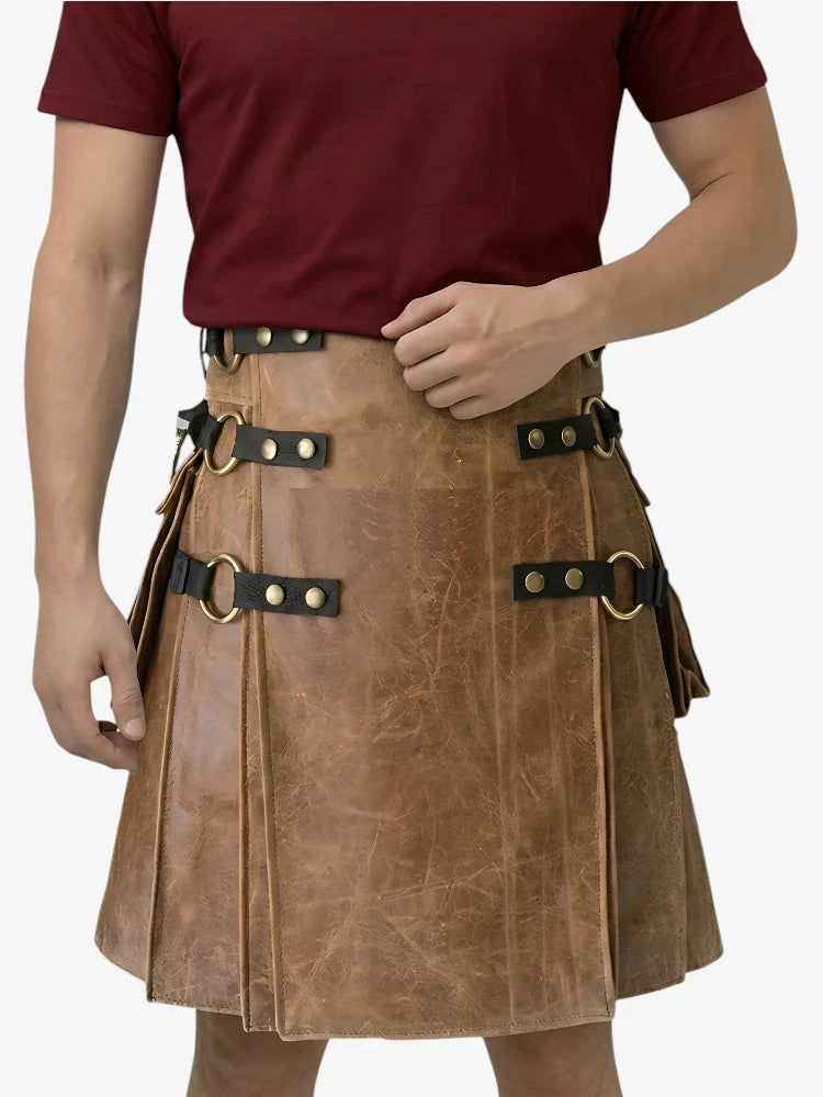 Brauner Lederkilt nach Maß