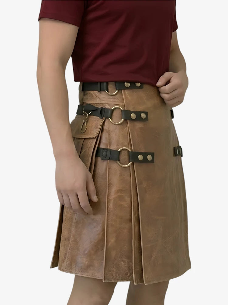 Brauner Lederkilt nach Maß