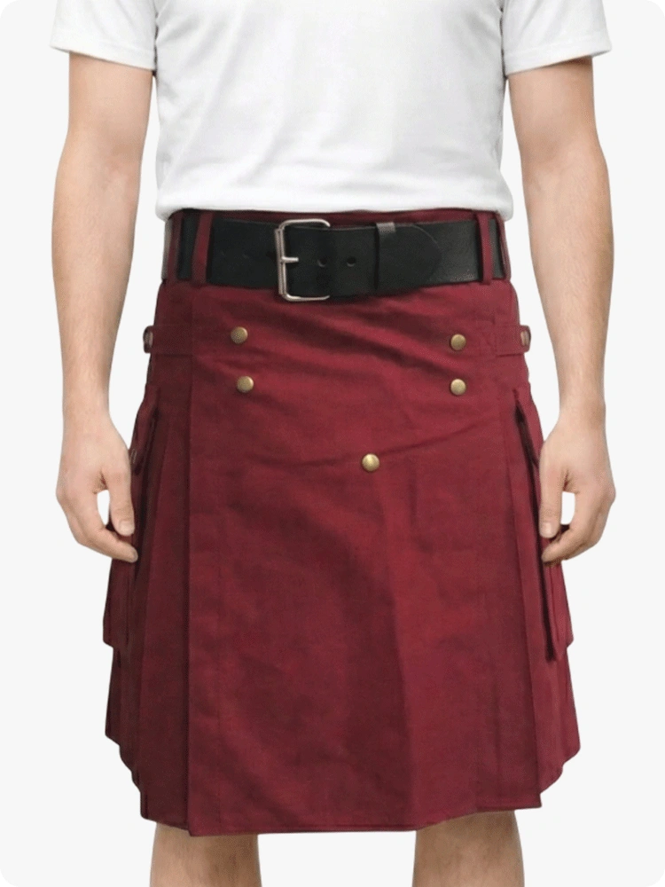 Maßgefertigter klassischer Burgunder Utility-Kilt