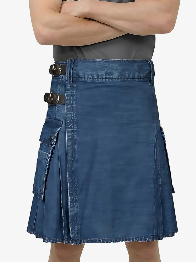 Maßgefertigter dunkelblauer Denim Kilt