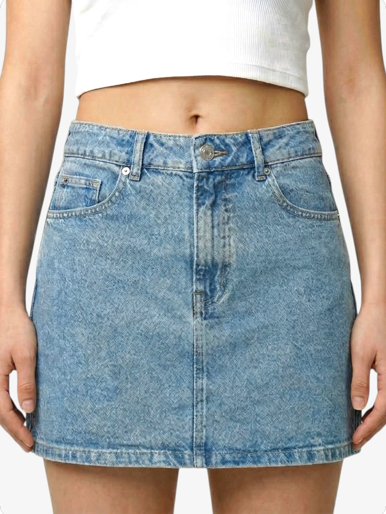 Hochwertiger Himmelblauer Damen Denimrock