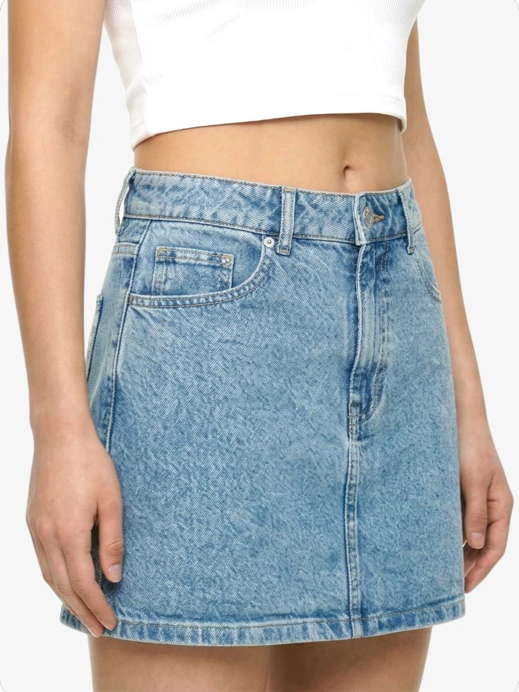 Hochwertiger Himmelblauer Damen Denimrock