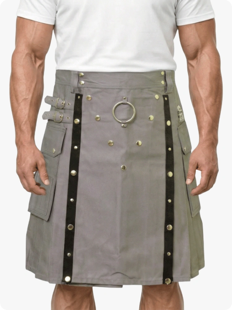 Custom Made Modern Fashion Grey Utility Kilt
