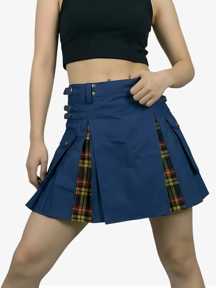 Maßgefertigter Marineblauer Damen Utility Hybrid Kilt