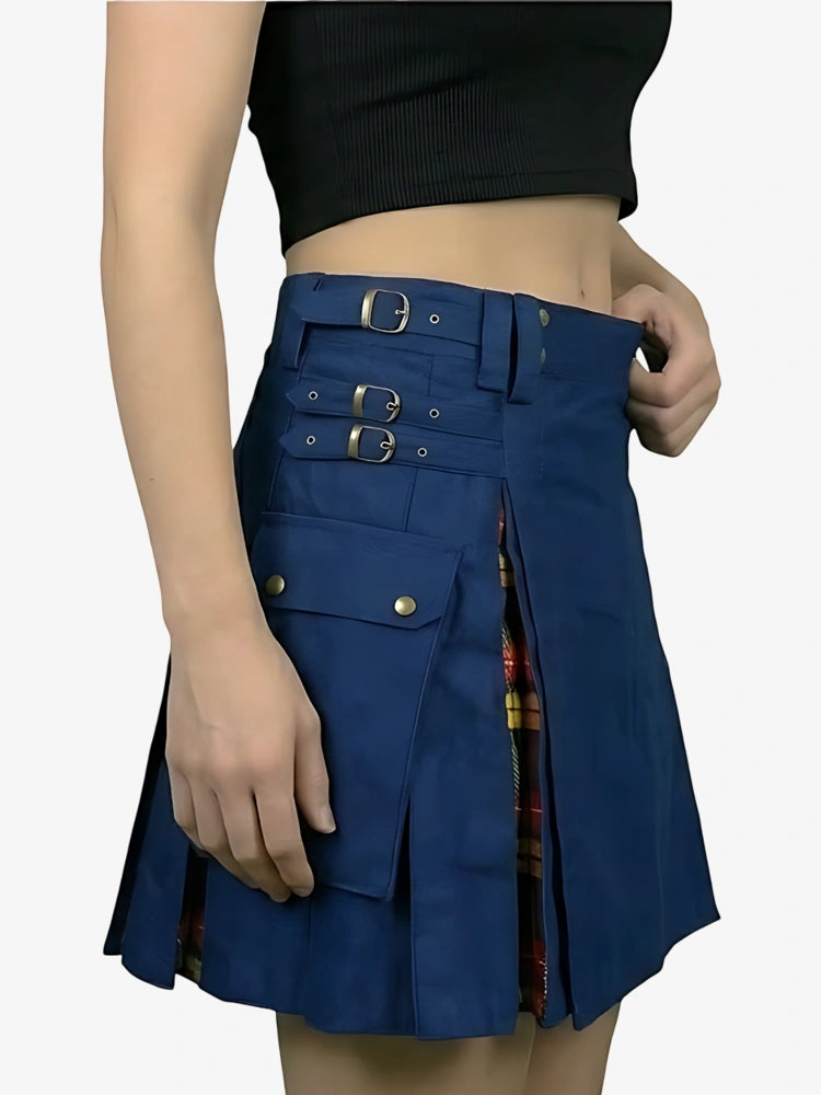 Maßgefertigter Marineblauer Damen Utility Hybrid Kilt
