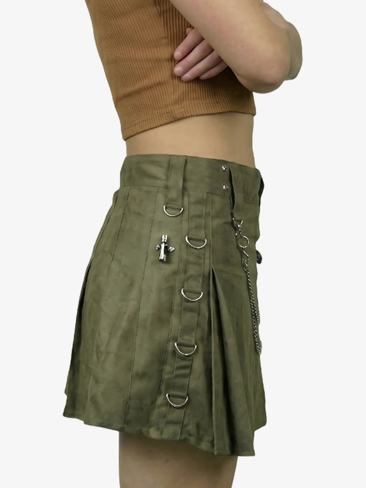 Maßgefertigter Olivgrüner Damen Utility Kilt