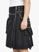 Black kilt with zippers and buttons on a white background