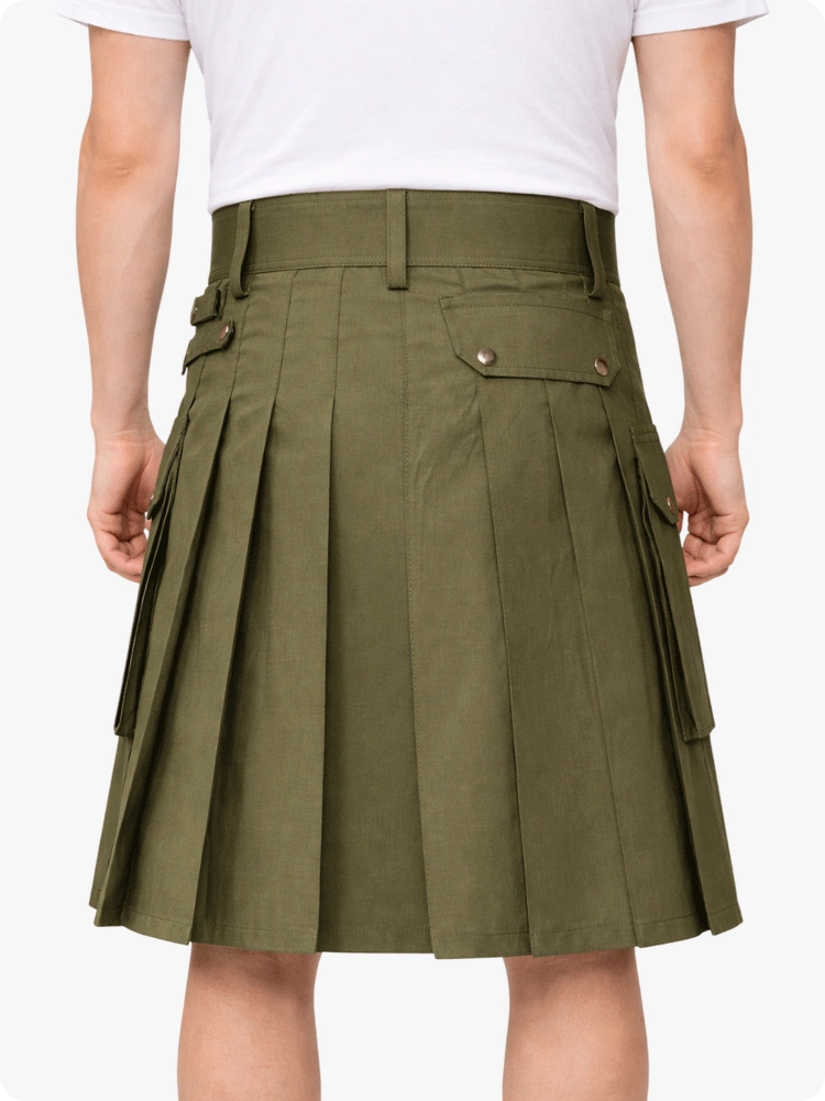 Maßgeschneiderter Premium Olivegrüner Utility-Kilt