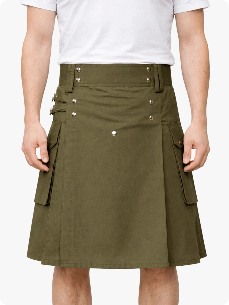 Maßgeschneiderter Premium Olivegrüner Utility-Kilt