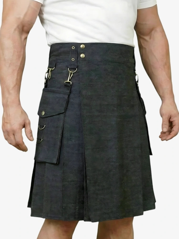 Maßgefertigter stilvoller schwarzer Denim Kilt
