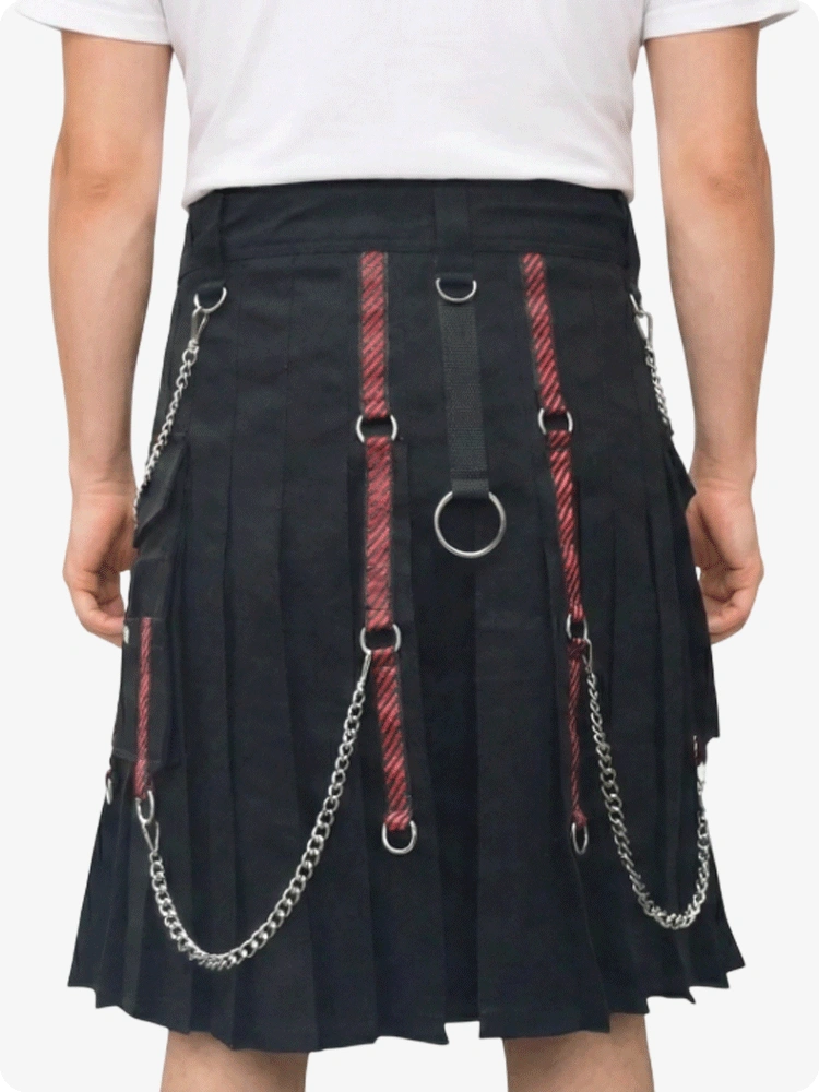 Maßgefertigter stylischer schwarzer Utility-Kilt
