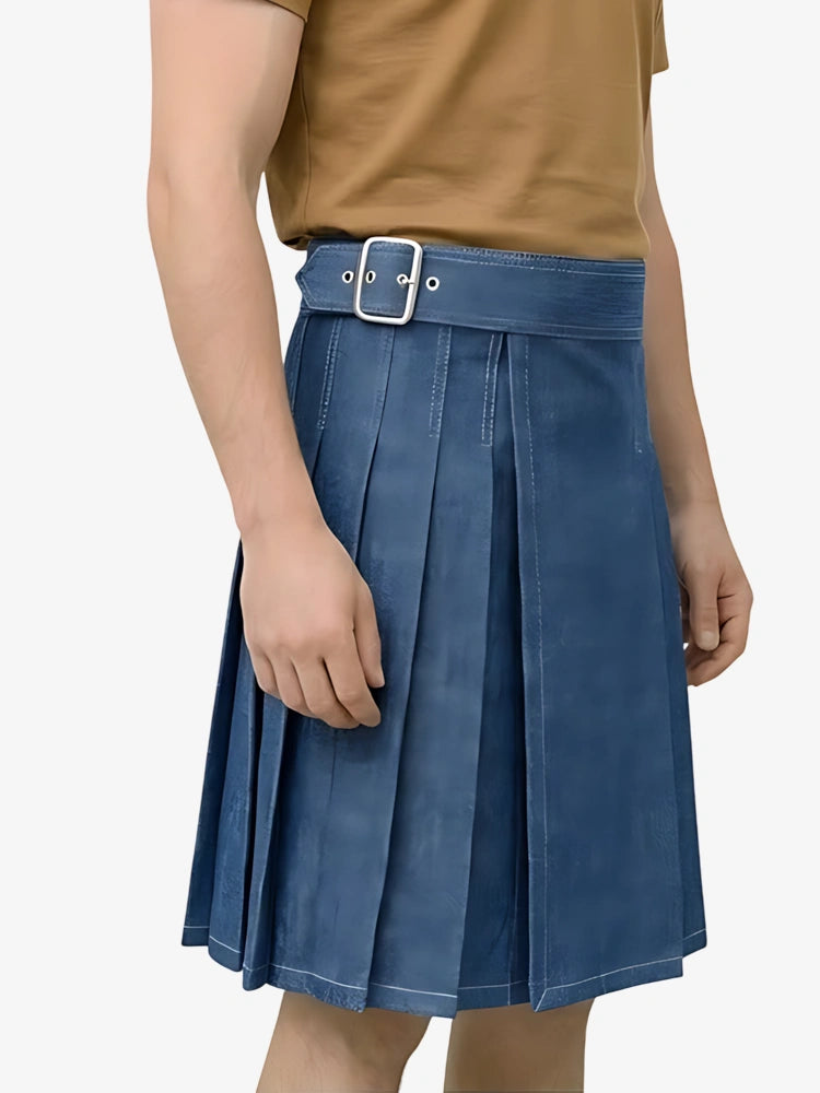 Maßgefertigter stilvoller blauer Denim Kilt
