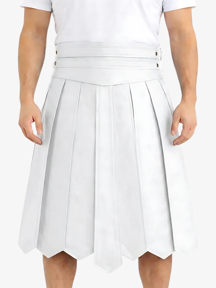 Maßgefertigter Stilvoller Weißer Warrior Lederkilt