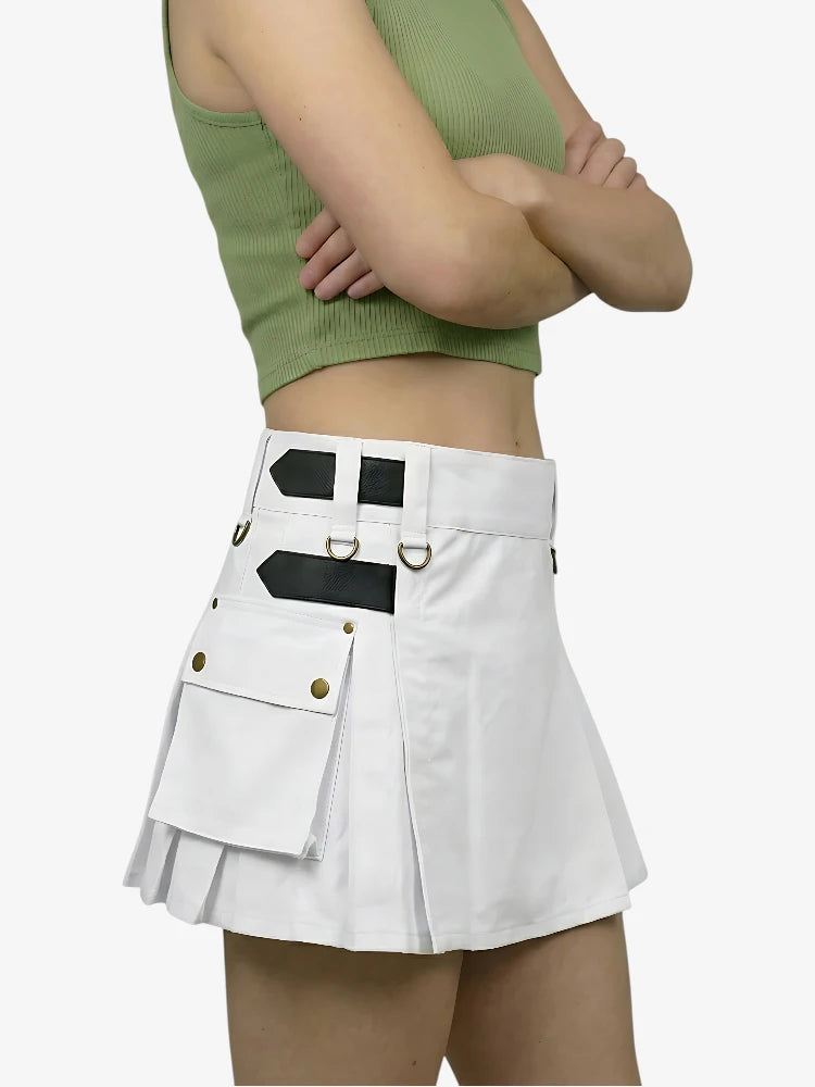 Maßgefertigter Weißer Damen Utility Kilt