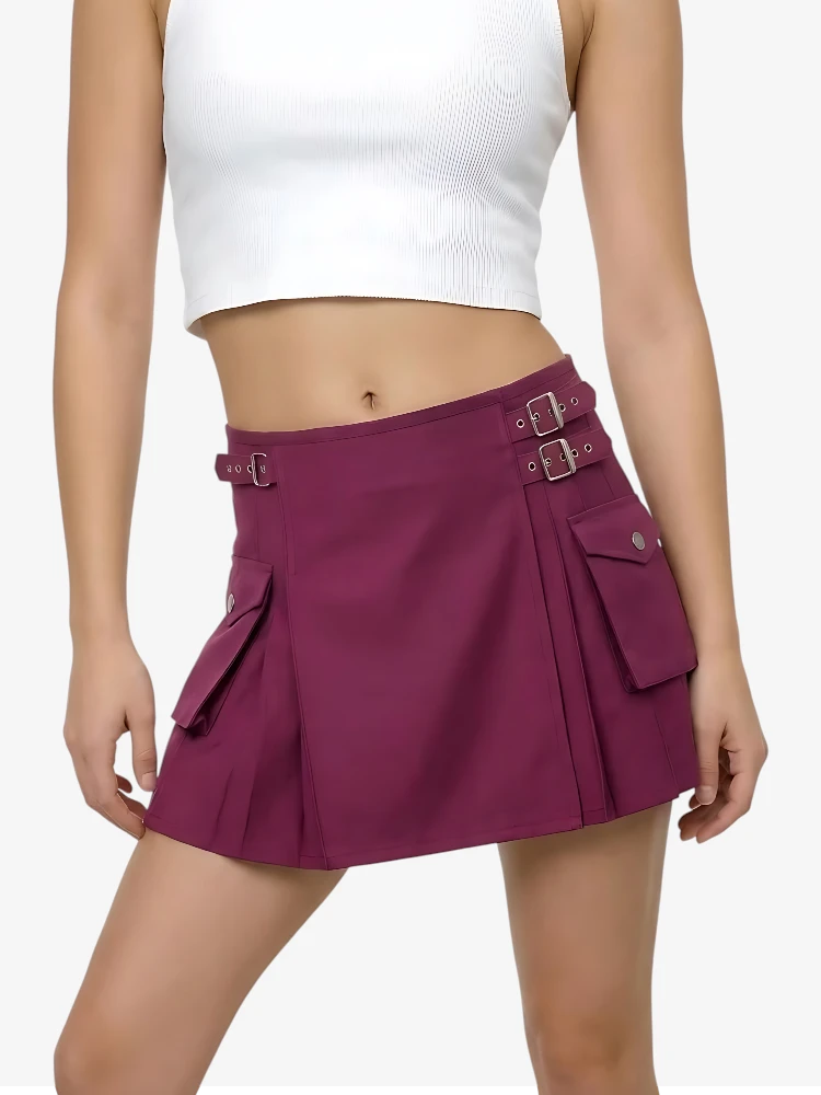 Maßgefertigter Damen Baumwoll-Jeans Rosa Utility Kilt