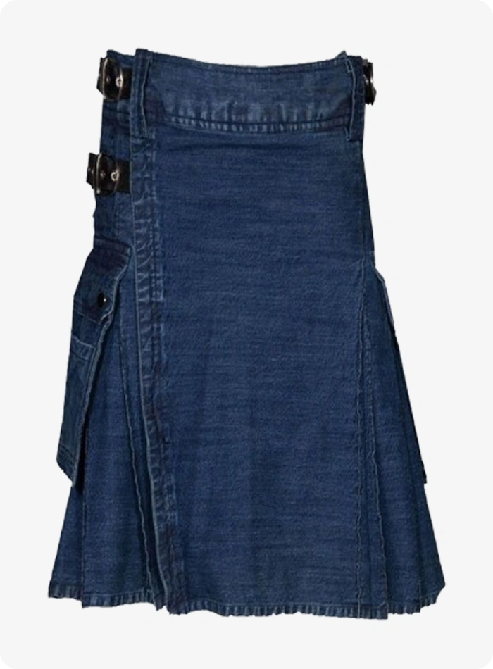 Maßgefertigter Dunkelblauer Denim Kilt