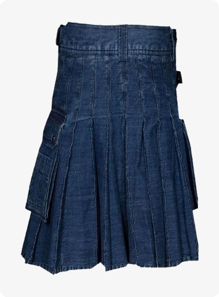 Maßgefertigter Dunkelblauer Denim Kilt