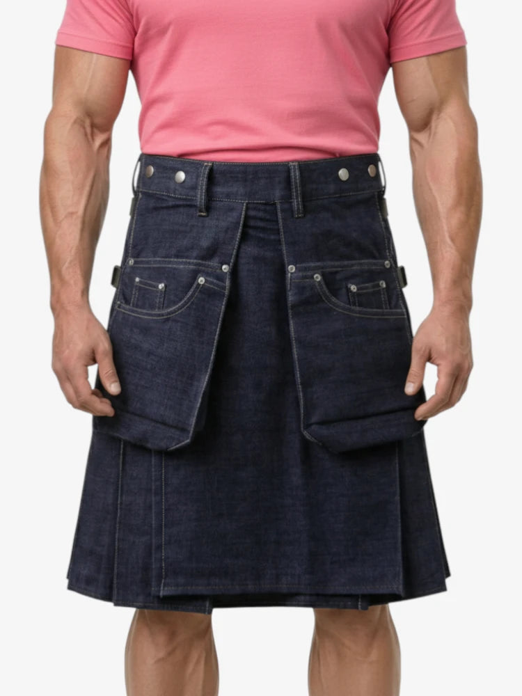Dunkelblauer Denim-Kilt