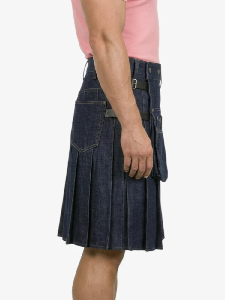 Dunkelblauer Denim-Kilt