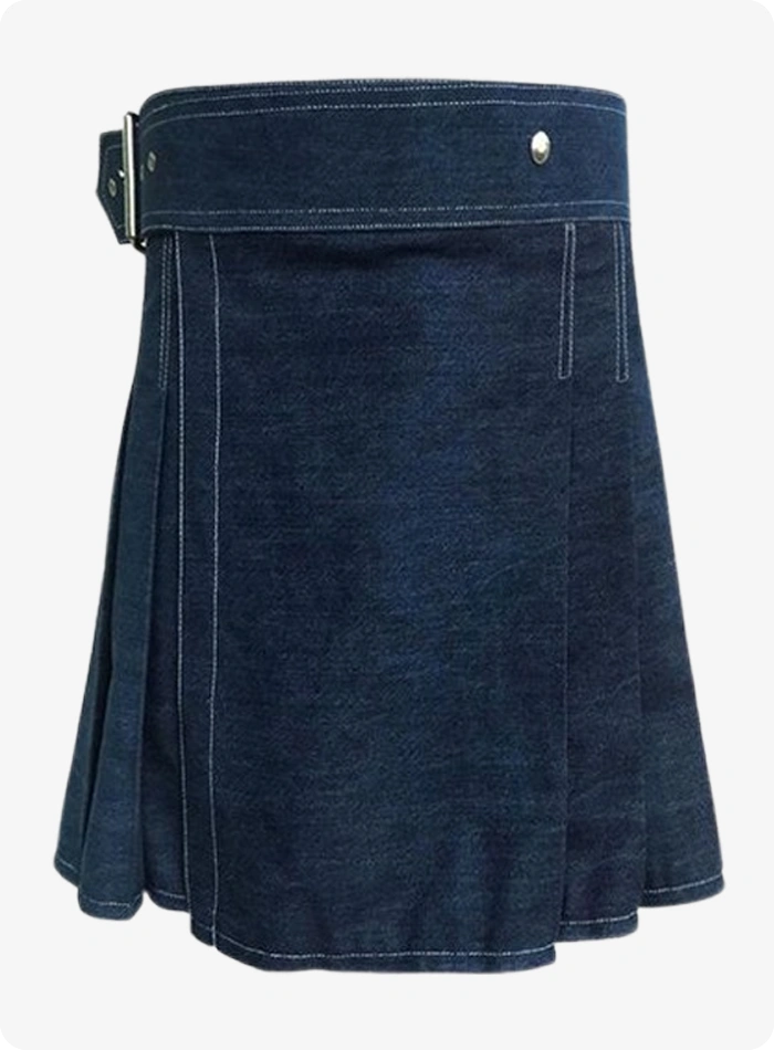 Maßgefertigter Dunkelblauer Damen Denim Kilt
