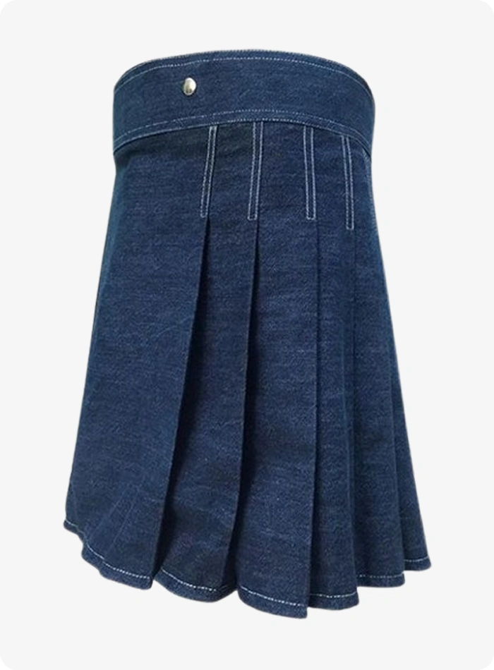Maßgefertigter Dunkelblauer Damen Denim Kilt
