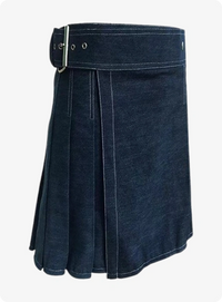 Dark Blue Women Denim Kilt