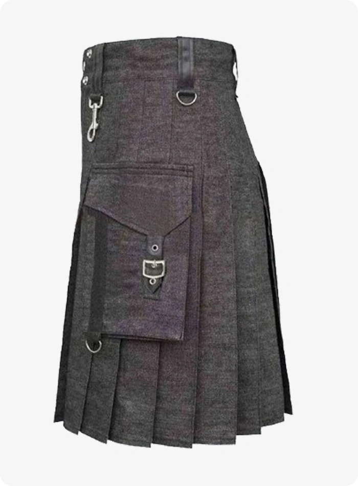 Maßgefertigter Dunkelbrauner Denim Kilt