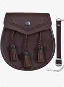Dark Brown Embossed Celtic Leather Kilt Sporran