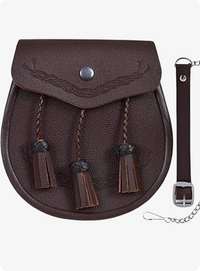 Dark Brown Embossed Celtic Leather Kilt Sporran