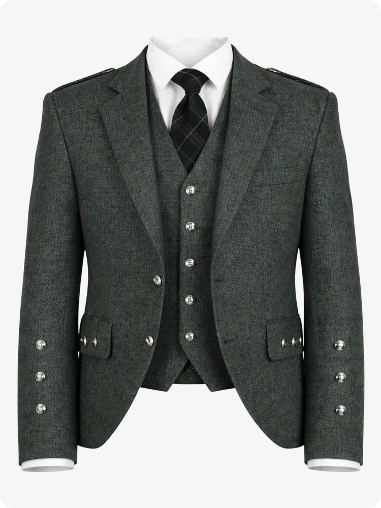 Dark Teal Or Blue & Green Tweed Argyle Jacket