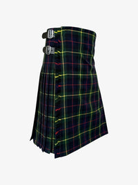 Plaid kilt with visible buttons on a white background