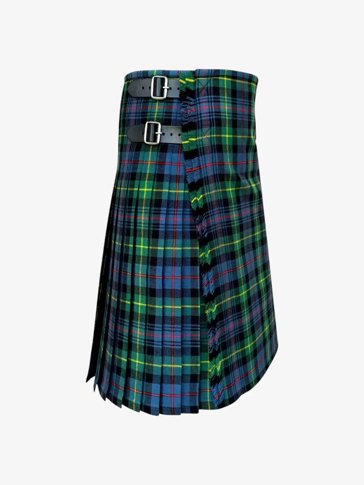 Plaid kilt with a belt on a white background