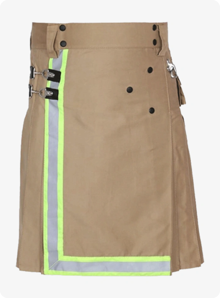 Maßgefertigter Schottischer Feuerwehr Khaki Baumwoll Utility Kilt