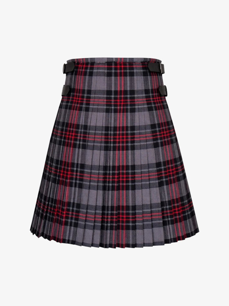 Plaid kilt with a belt on a white background