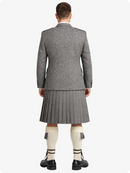 Grey Herringbone Tweed Kilt with Grey Herringbone Tweed Argyle Jacket Kilt Outfit