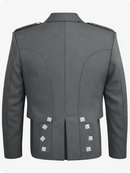 Gray military-style jacket with shoulder epaulets on a white background