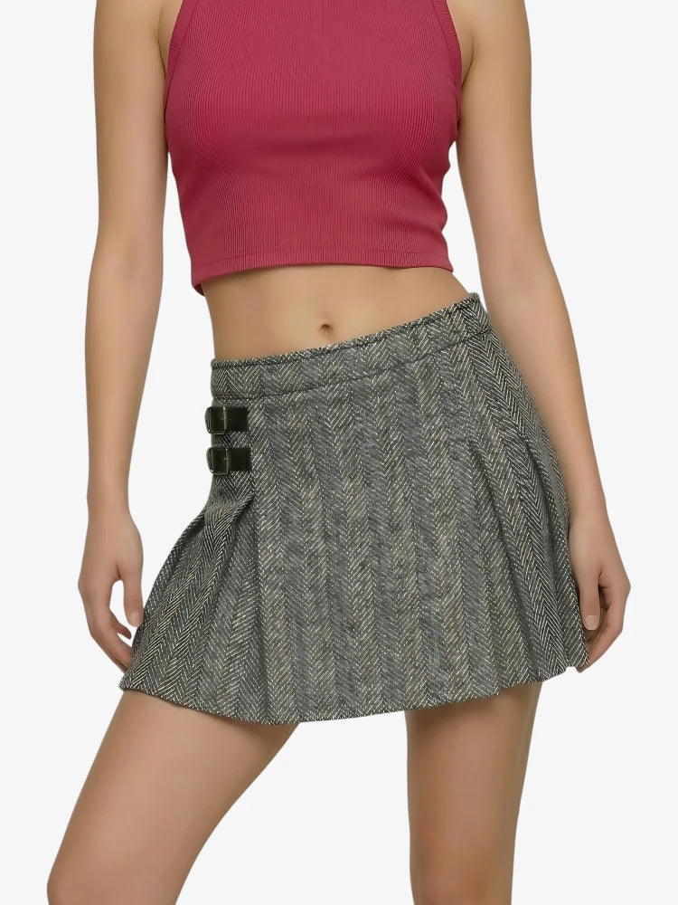 Damen Grauer Tweed Kilt