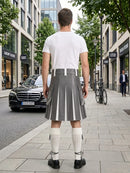 Grey and White Leather Hybrid Utility Kilt Back Side