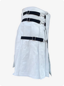 Hand Made Off White Leather Kilt