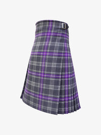 Plaid kilt with purple accents on a white background
