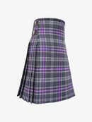 Plaid kilt with purple accents on a white background