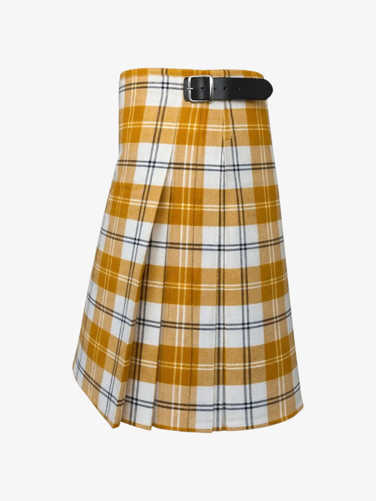 Plaid kilt with a belt on a white background