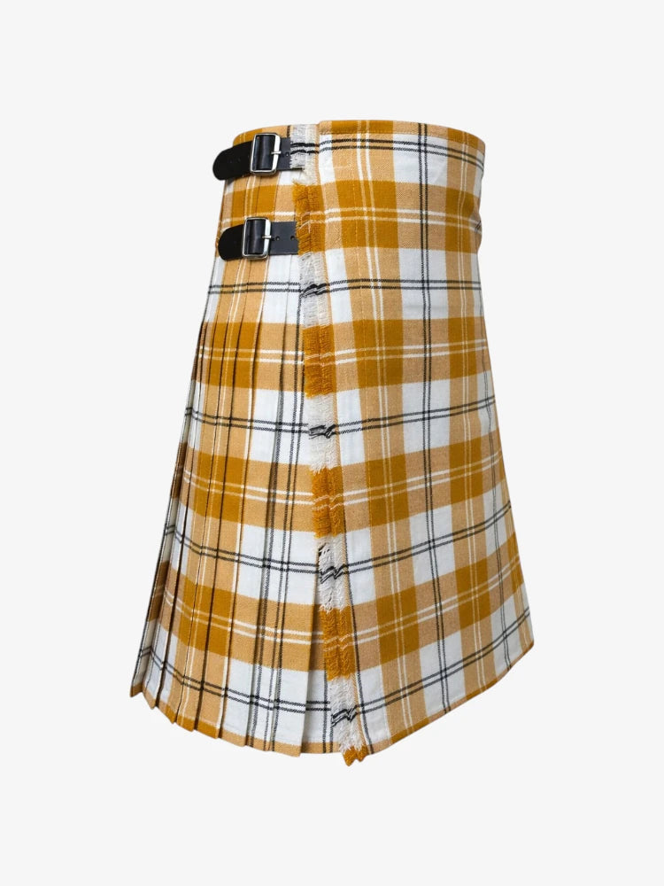 Plaid kilt with a buckle on a white background