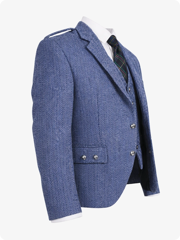 Indigo Blue Tweed Argyle Jacket