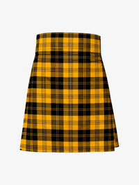 Yellow and black plaid kilt on a white background